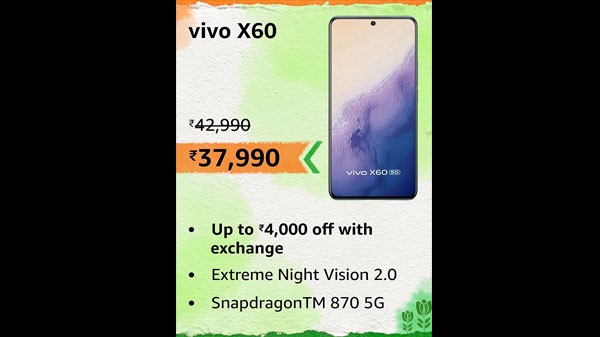 വിവോ എക്സ് 60 (ഷിമ്മർ ബ്ലൂ, 8 ജിബി റാം, 128 ജിബി സ്റ്റോറേജ്)