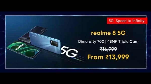 റിയൽമി 8 5ജി (സൂപ്പർസോണിക് ബ്ലൂ, 64 ജിബി) (4 ജിബി റാം)