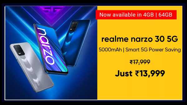 റിയൽമി നാർസോ 30 5ജി (റേസിംഗ് സിൽവർ, 128 ജിബി) (6 ജിബി റാം)