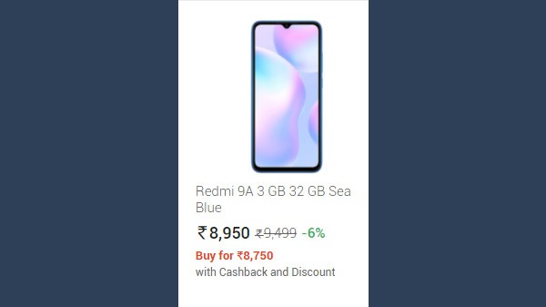 റെഡ്മി 9എ (3ജിബി റാം, 32ജിബി സ്റ്റോറേജ്, മിഡ്‌നൈറ്റ് ബ്ലാക്ക്)