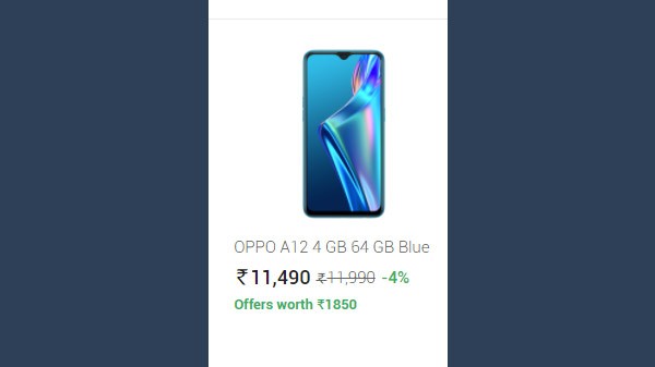 ഓപ്പോ എ12 (4ജിബി റാം, 64ജിബി സ്റ്റോറേജ്, ബ്ലൂ)