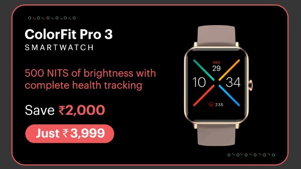 നോയ്സ് കളർഫിറ്റ് പ്രോ 3 എസ്പിഒ 2 സ്മാർട്ട് വാച്ച്