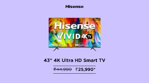 ഹിസെൻസ് A6GE 43 ഇഞ്ച് അൾട്രാ HD 4K LED ആൻഡ്രോയിഡ് സ്മാർട്ട് ടിവി