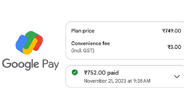 റീച്ചാർജ് ചെയ്യുന്നതിന് ഗൂഗിൾ പേ ഫീസ് ഈടാക്കിത്തുടങ്ങി, നിരക്കുകൾ ഇതാ