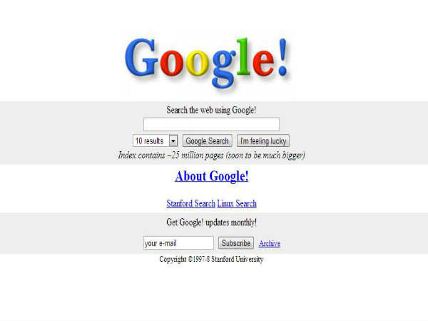 பெரும் வெப்சைட்டுகளின் பழைய பக்கங்கள்....