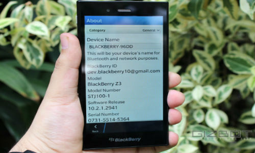 பிளாக்பெரி இசட்3 முக்கிய ஆப்ஷன்கள் 