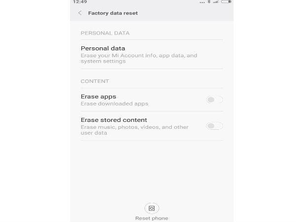 ஃபேக்ட்ரி ரீசெட்