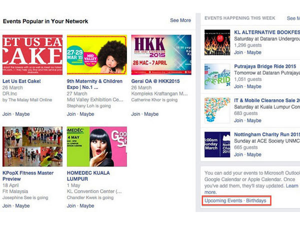 பேஸ்புக் காலன்டர்