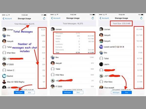 வாட்ஸ் அப்-இல் அனுப்பிய, பெற்ற மெசேஜ்களின் எண்ணிக்கையை தெரிந்து கொள்ள