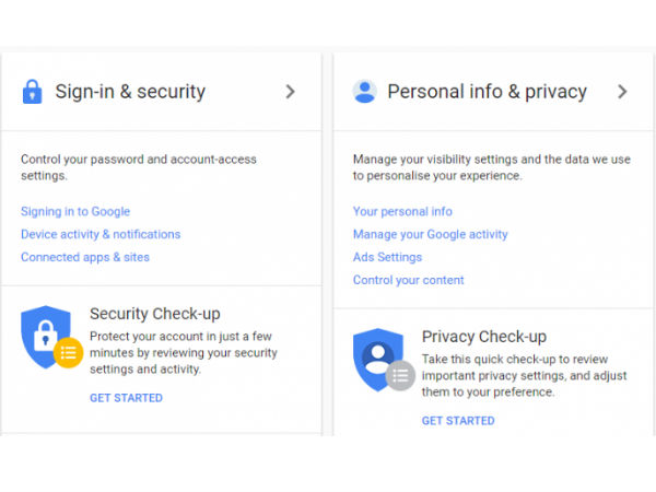 கூகுள் செக்யூரிட்டி செக்அப்