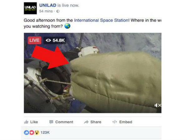 போலி செய்தி #05 : விண்வெளியில் இருந்து பேஸ்புக் லைவ்.?!