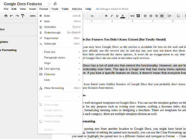 க்ளியர் ஃபார்மேட்டிங் வசதி: (Clear Formatting)