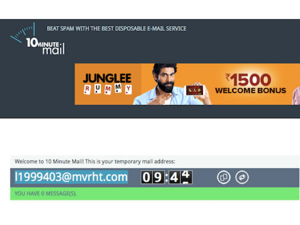 10 நிமிட இமெயில்: (10 Minute Mail)