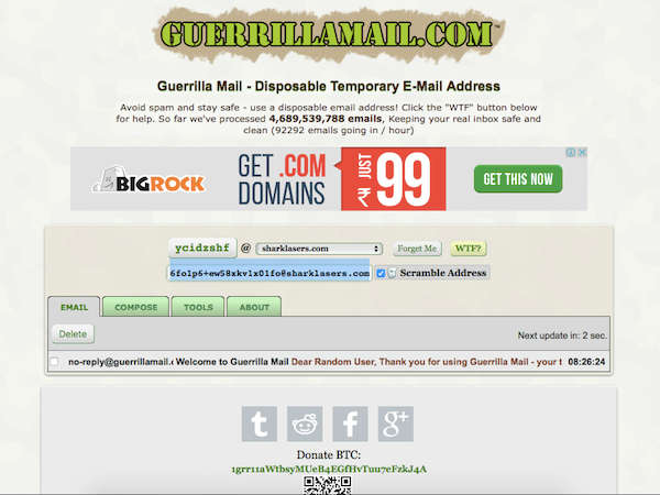 குயரில்லா மெயில் (Guerrilla Mail)