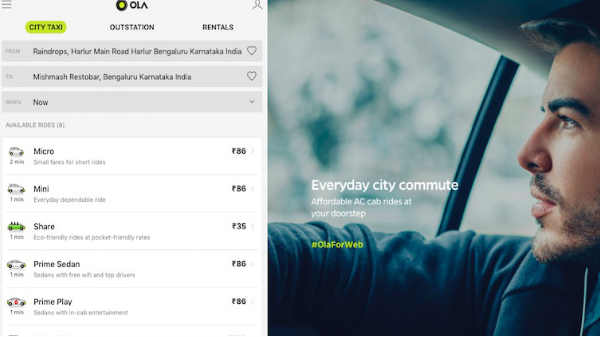 மொபைல் ஆப் இல்லாமல் ஓலா கார் புக் செய்வது எப்படி?