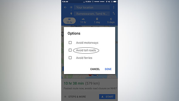 அவாய்டு டோல் ரோட்ஸ்: