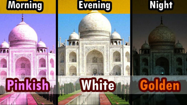 தங்க நிறத்தில் தன்னை பிரதிபலிக்கும் தாஜ்மஹால்.!