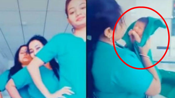 பிறந்த குழந்தையுடன் டிக் டாக் வீடியோ