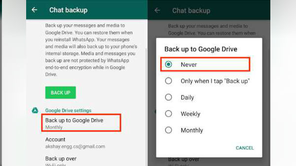 வாட்ஸ் ஆப் பேக்அப்
