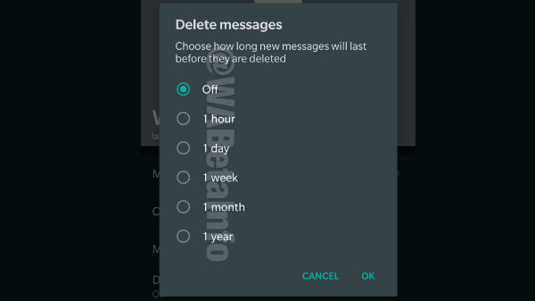 வாட்ஸ்அப் self-destructing messages அம்சம்