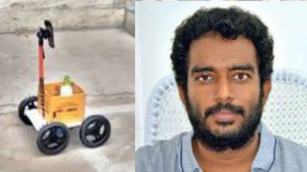உரிமையாளருக்காக சரக்கு வாங்க வந்த ரோபோ