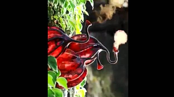 ட்ரம்பெட் போன்ற புனல்கள் கொண்ட விசித்திரமான தாவரம்