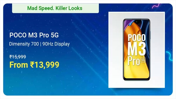 போக்கோ எம்3 ப்ரோ 5ஜி (மஞ்சள் வண்ண விருப்பம், 6 ஜிபி ரேம், 128 ஜிபி உள்சேமிப்பு)