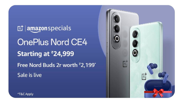 இலவச  இயர்பட்ஸ் உடன் OnePlus Nord CE 4 விற்பனை!