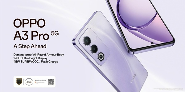 திகைப்பூட்டும் டிசைன், ஒப்பிடமுடியாத ட்யூரபிலிட்டி உடன் OPPO A3 Pro! திகைப்பூட்டும் டிசைன், ஒப்பிடமுடியாத ட்யூரபிலிட்டி உடன் OPPO A3 Pro!