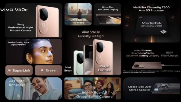 இந்தியாவில் அறிமுகமானது புதிய Vivo வி40இ போன்.. என்ன விலை? இந்தியாவில் அறிமுகமானது புதிய Vivo வி40இ போன்.. என்ன விலை?