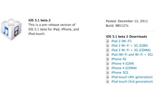 Apple releases iOS 5.1 beta 2