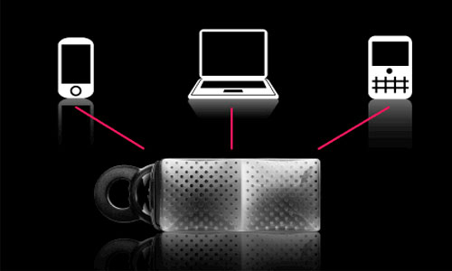 Jawbone icon headset with the Nerd Bluetooth dongle