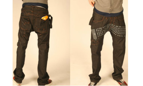 Jeans with an in-built laptop computer