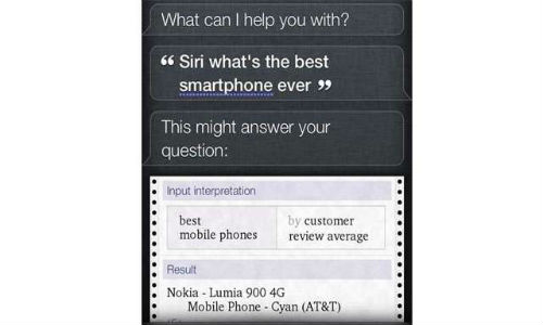 Siri: Nokia Lumia 900 is the best smartphone