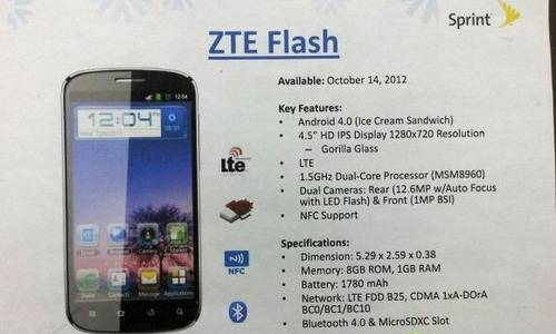ZTE to unveil Flash Smartphone on Sprint in October