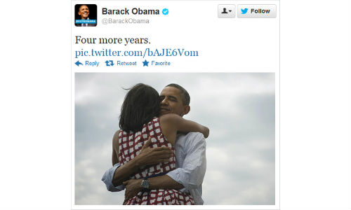 President Barack Obamaâs âFour More Yearsâ Tweet Sets Record