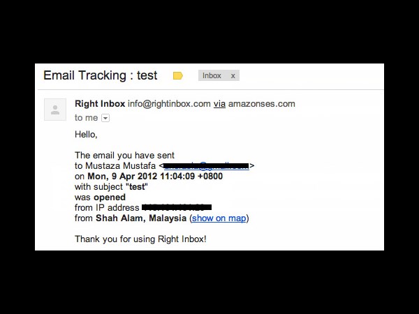  మీరు పంపిన ఈ-మెయిల్ చదవబడిందో లేదో  తెలుసుకునేందుకు ‘రైట్ ఇన్‌బాక్స్’