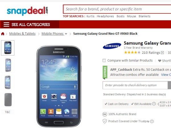 గెలాక్సీ గ్రాండ్ నియో, గ్రాండ్ 2 స్మార్ట్‌ఫోన్‌ల పై భారీ ధర తగ్గింపు