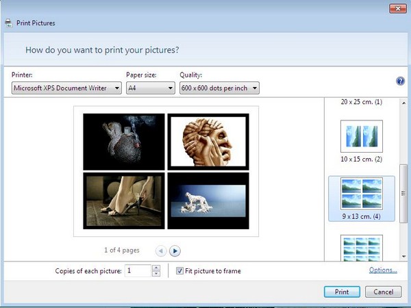  ఒకే పేజీలో అనేక ఫోటోల్ని ప్రింట్ తీసుకోవటం ఏలా..?