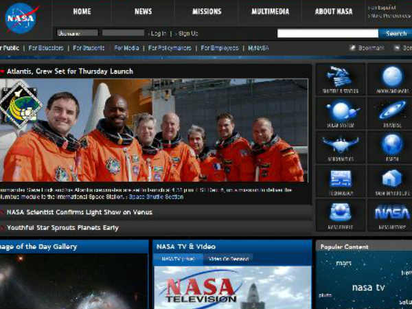 నాసా అధికారిక వెబ్ సైట్ లో రిజిస్టర్ 
