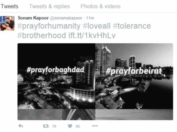 పారిస్ ఉగ్ర దాడిపై ట్విట్టర్‌లో తారల స్పందన 