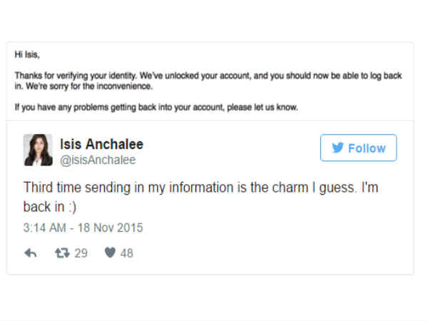 ‘ఐసిస్ అన్ షలీ'' ఖాతాను పునరుద్దరించటమే కాకుండా