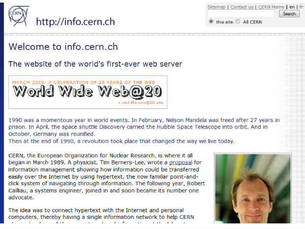 ఈ వెబ్‌సైట్ ఇపుడు info.cern.ch. గా కనిపిస్తుంది.