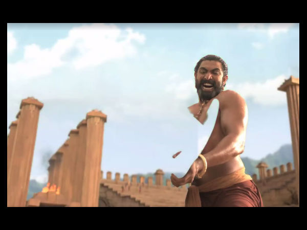 బుల్ తో పోరాడుతున్న భల్లాలదేవుడు (మేకింగ్ )