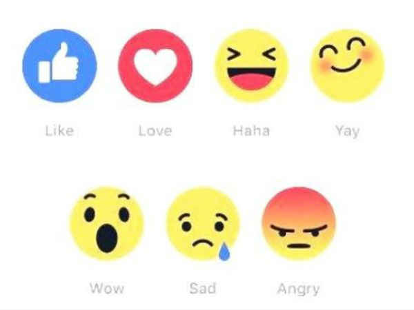 'కోపం', 'బాధ', 'వావ్‌', 'హాహా', 'యాయ్‌', 'లవ్'