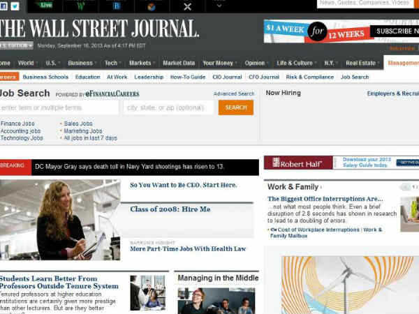 ది వాల్ స్ట్రీట్ జర్నల్ (The Wall Street Journal Careers site)