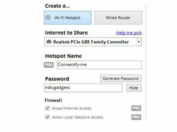 అక్కడే క్రియేట్ వైఫై హాట్ స్పాట్