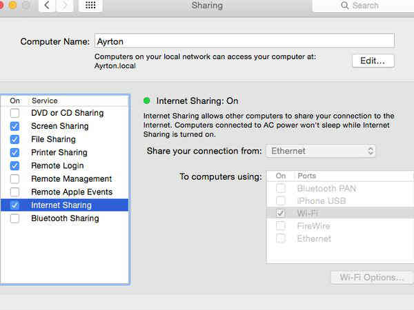 మాక్ ఇంటర్నెట్ కనెక్ట్ కోసం