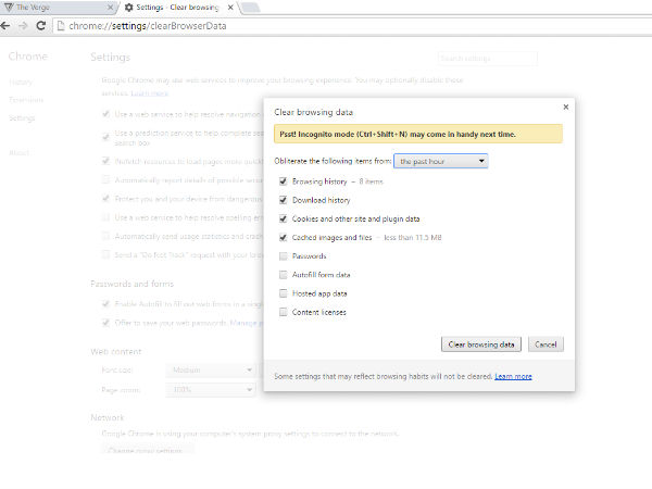 డెస్క్‌టాప్ వర్షన్ గూగుల్ క్రోమ్ బ్రౌజర్‌లో బ్రౌజింగ్ హిస్టరీని క్లియర్ చేసేందుకు సూచనలు