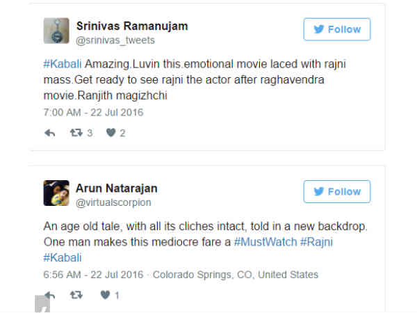  కబాలి సినిమాపై ట్విట్టర్‌లో రియాక్షన్ ఎలా ఉందంటే.. 
